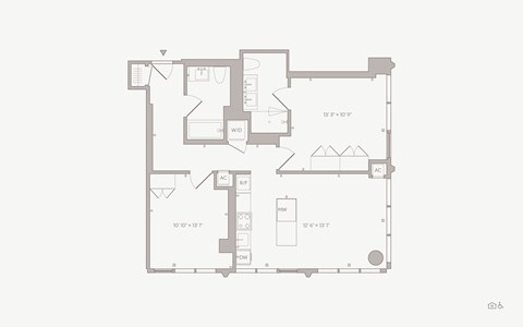 Floor plan for 2 beds, 2 baths